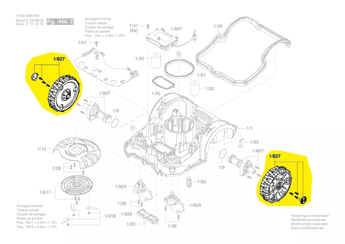 Roue arrière tondeuse Indego 350 / 400 BOSCH